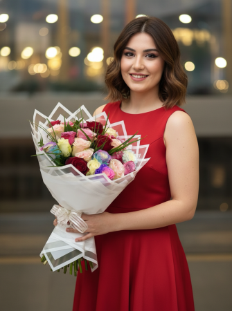 Renkli Düşler Gül Buketi